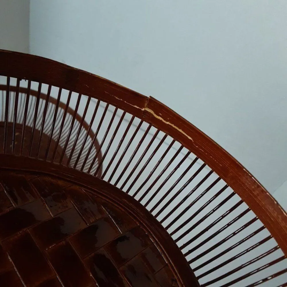Vintage RARE Asian Brown Basket Food Storage 10in